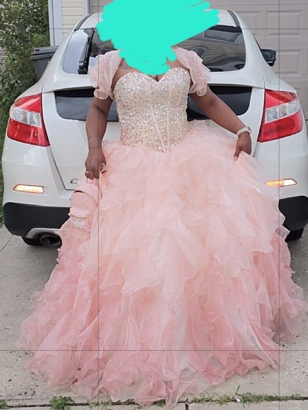 Blush Pink Sequin Ball Gown Dress by